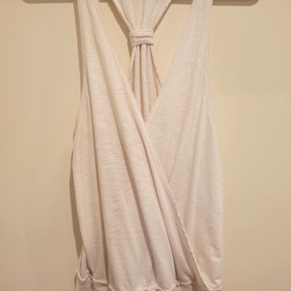 Victoria's Secret Romper Jumpsuit Racerback Tank Top Wrap Cream White Shorts EUC - Picture 2 of 9